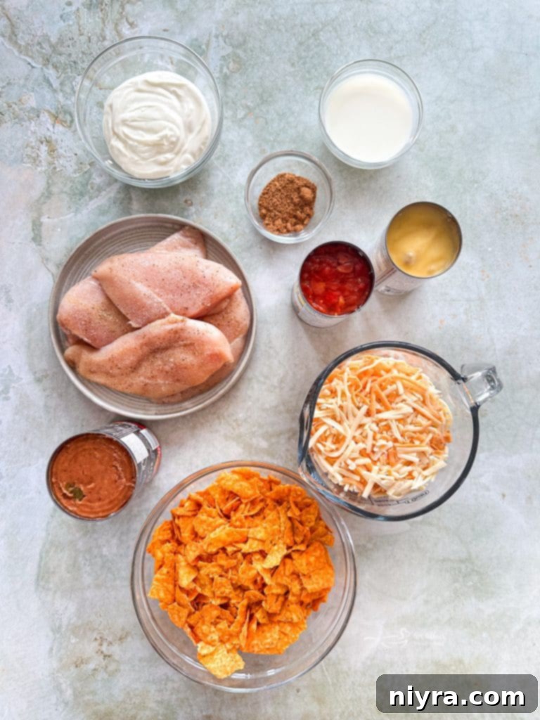Individual serving of Chicken and Doritos Casserole, showing crunchy topping.