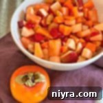 Persimmon Salad in a white bowl