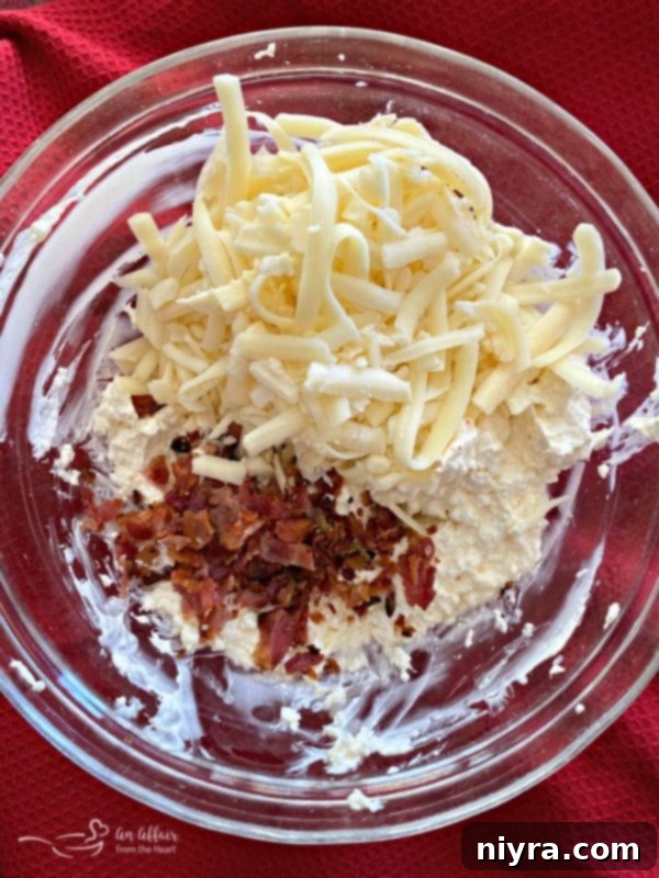 Step-by-step prep of Cheesy Brussels Sprouts Dip: cooking bacon until crispy