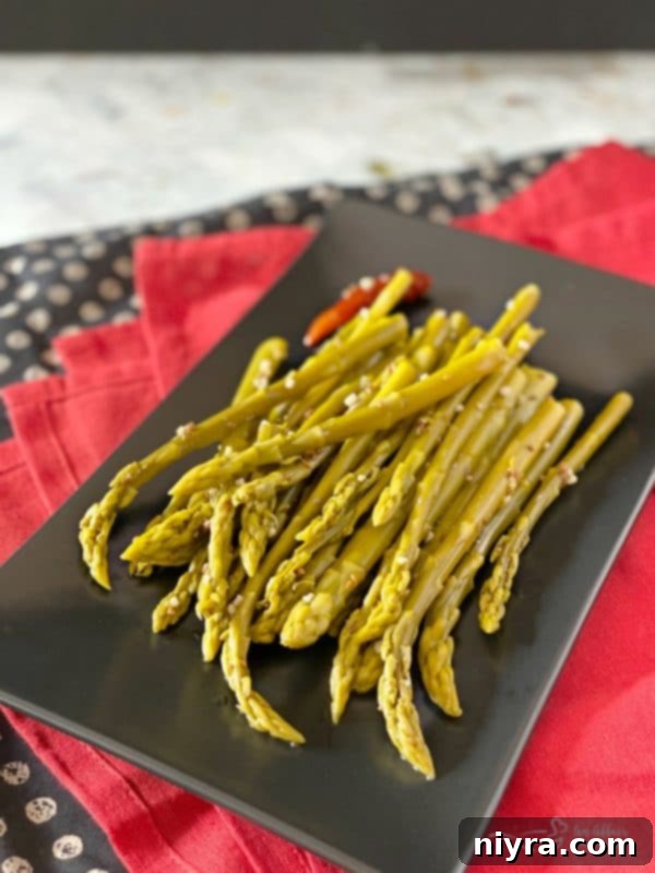 Ely Farm Pickled Asparagus plated as an appetizer