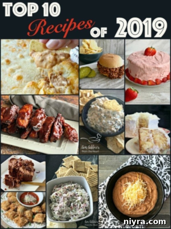 A beautiful collage displaying the Top 10 Recipes of 2019 from An Affair from the Heart, perfect for saving to Pinterest.