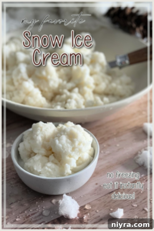 Homemade Snow Ice Cream recipe card.