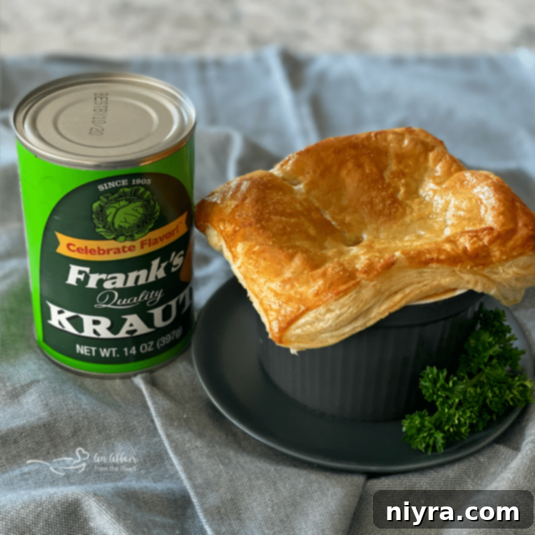 The Ultimate Reuben Pot Pie 3 Reuben Pot Pies featuring Frank's Kraut