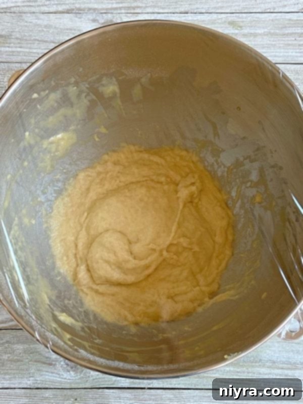 Dough being kneaded in a stand mixer