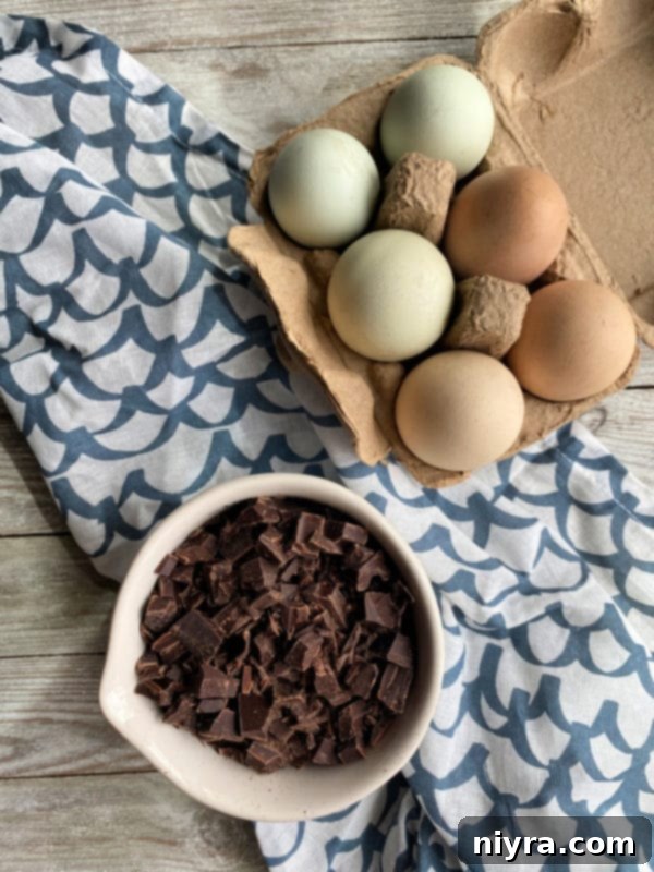 Fresh farm eggs in a mixing bowl, ready for baking