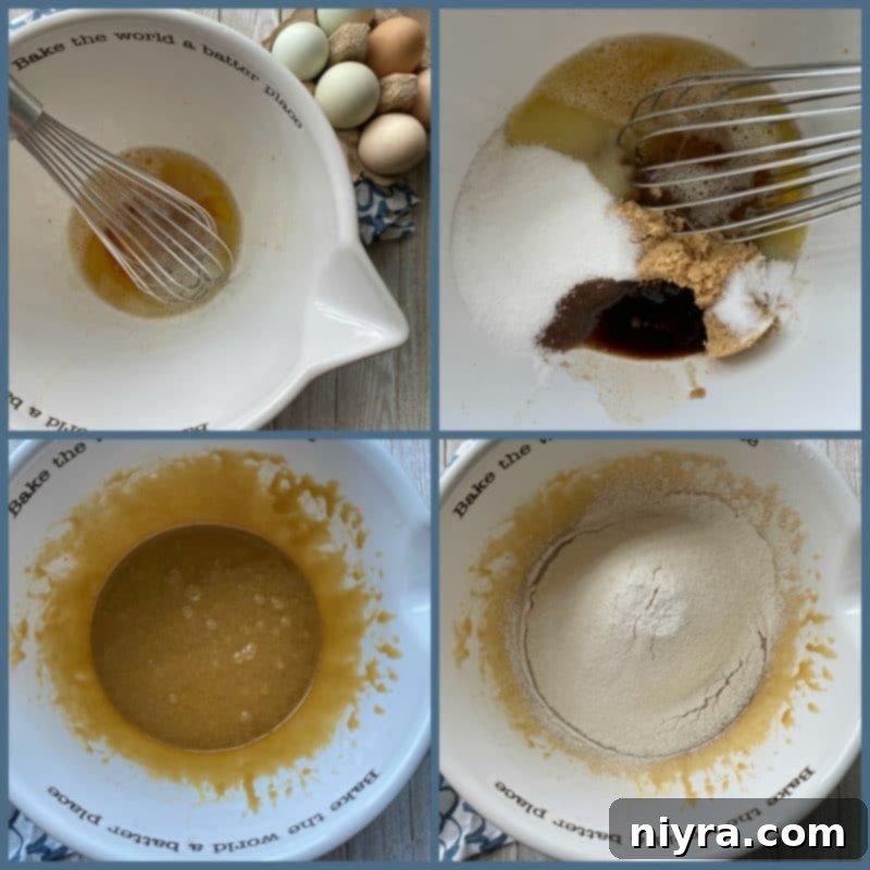 Ingredients for Brown Butter Chocolate Chunk Cookies laid out before mixing