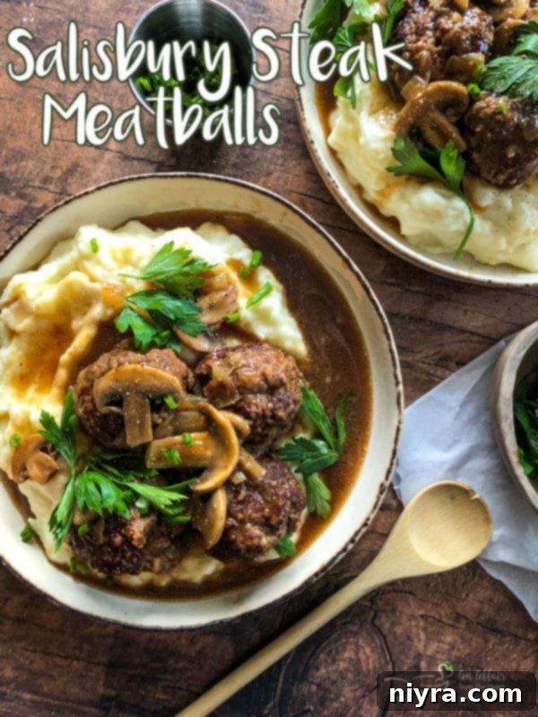 Salisbury Meatballs 16 Salisbury Steak Meatballs hero shot