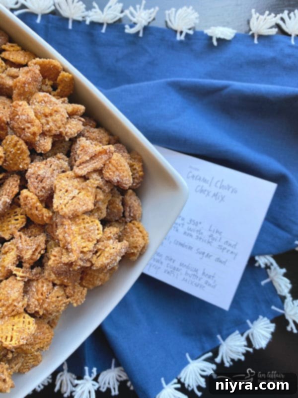 A bowl of Caramel Churro Chex Mix