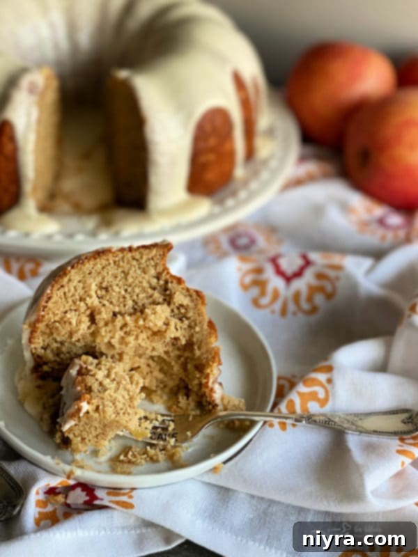 Caramel Apple Tea Cake on a plate, ready to be served