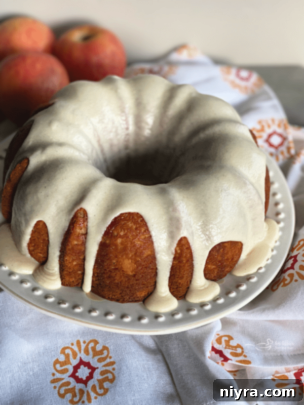 Close up of a slice of Caramel Apple Tea Cake