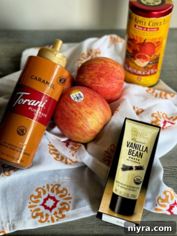 Overhead shot of Caramel Apple Tea Cake