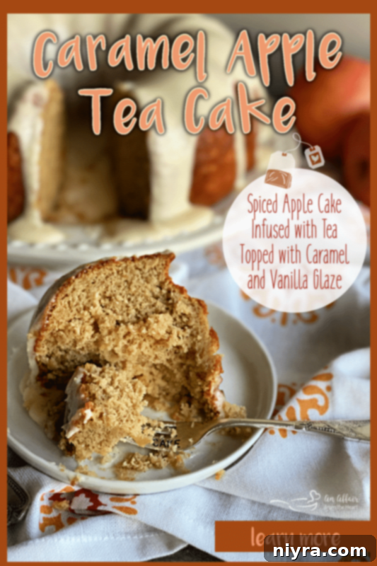 Caramel Apple Tea Cake on a pedestal