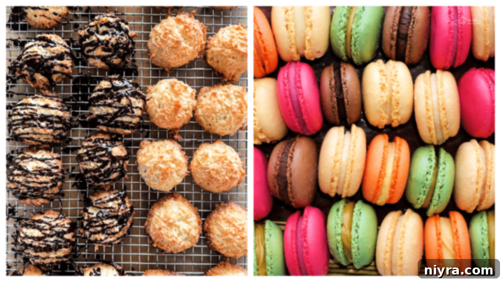 Infographic showing the differences between macaroons and macarons