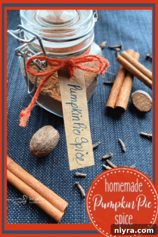 Artisan Pumpkin Pie Spice Mix 7 A small glass jar filled with homemade pumpkin pie spice, tied with a rustic string and a label.