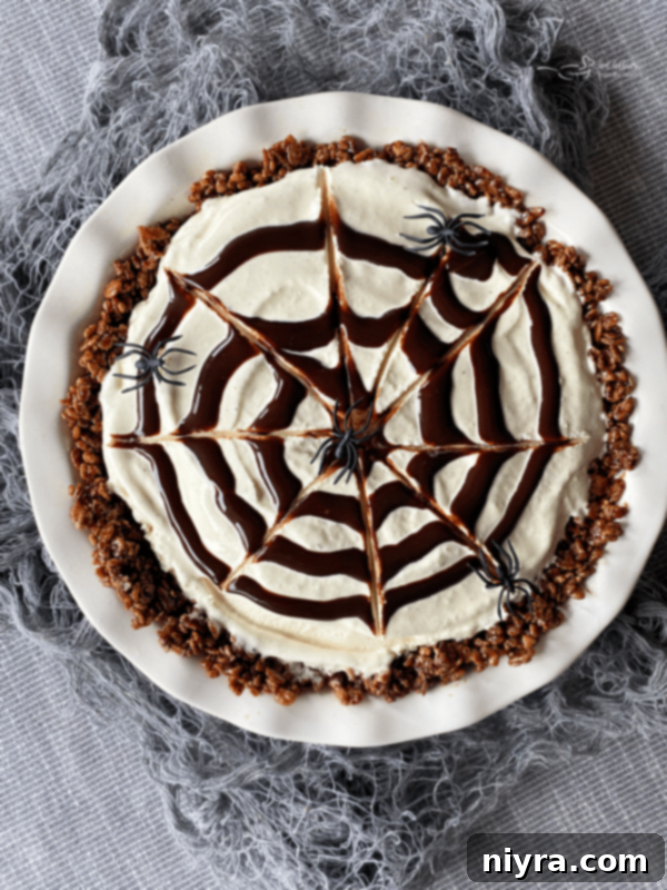 Spooktacular Spider Web Ice Cream Pie