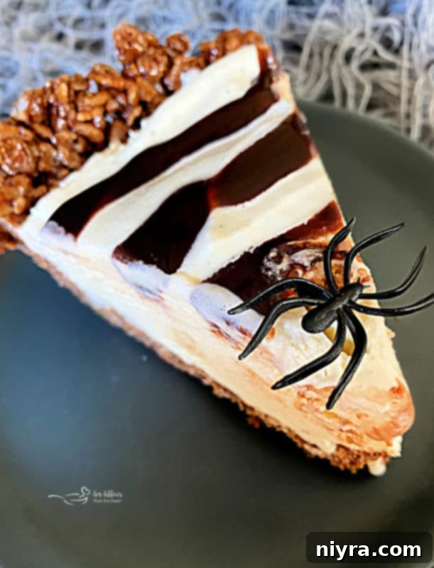 Spooky Spider Web Ice Cream Pie from above
