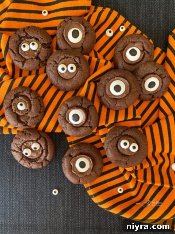 Halloween Chocolate Sugar Cookies with Candy Eyeballs