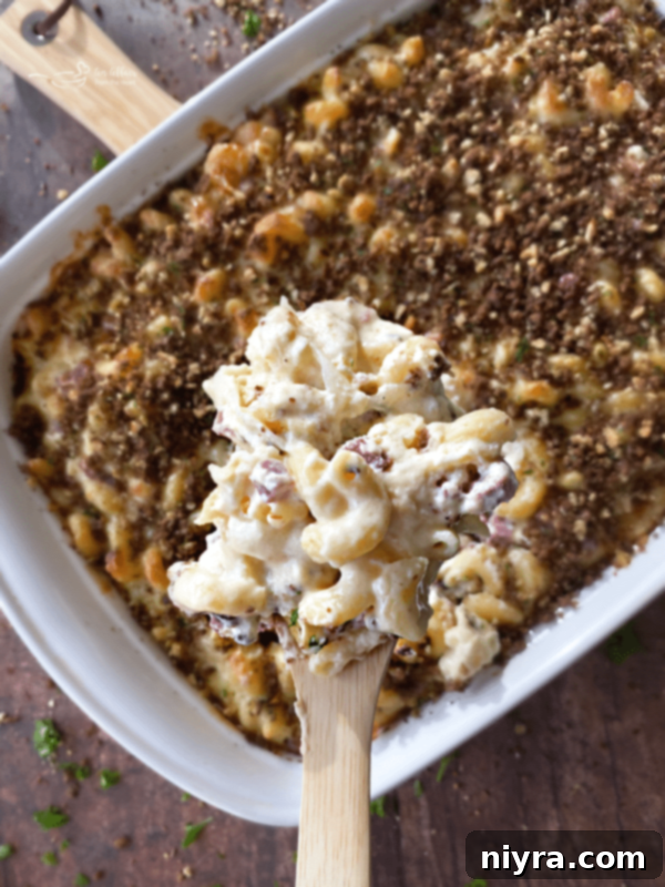 Reuben Mac 'n Cheese ready to be served