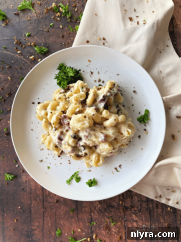 Reuben Mac 'n Cheese with a Pinterest pin overlay