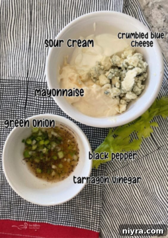 Ingredients for blue cheese celery slaw