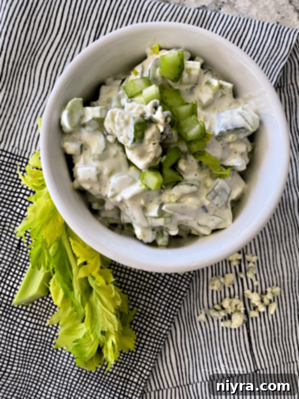 Celery slaw with blue cheese dressing