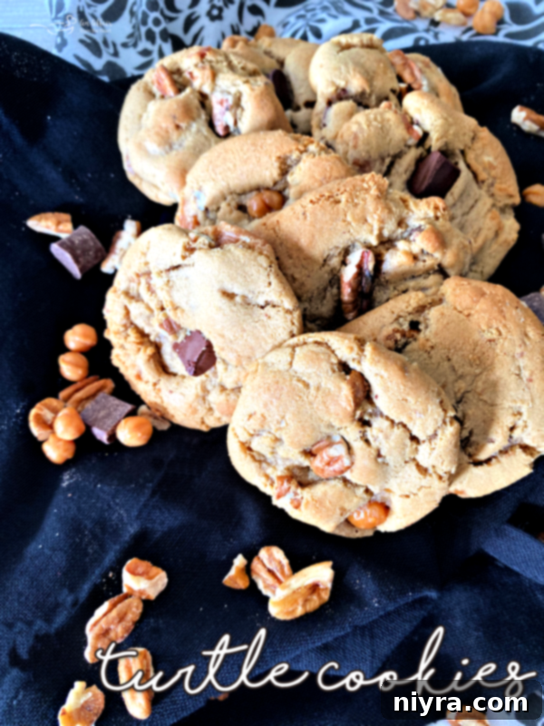 A festive image inviting readers to the Turtle Cookies recipe.