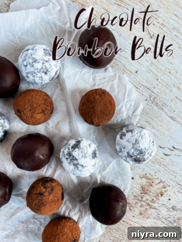 Decadent Bittersweet Chocolate Bourbon Balls 14 A final, appealing image of a batch of Bittersweet Chocolate Bourbon Balls, ready to be enjoyed.