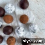 Decadent Bittersweet Chocolate Bourbon Balls 16 Overhead of bittersweet chocolate bourbon balls