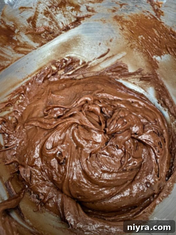 Cookie Dough Brownie Dream 11 Brownie batter being mixed with dry ingredients, not overmixed