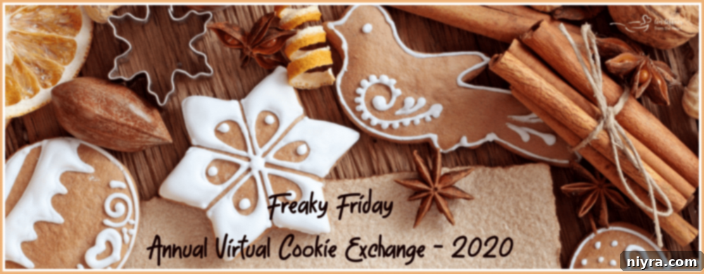 Cookie Dough Brownie Dream 5 Holiday themed banner for Freaky Friday Virtual Cookie Exchange