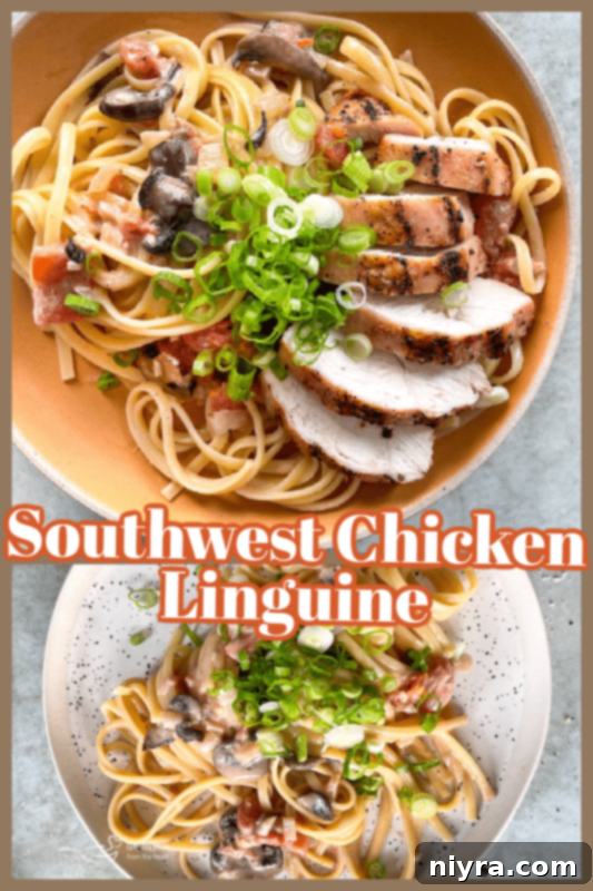 Finished Southwest Chicken Linguine served on a plate