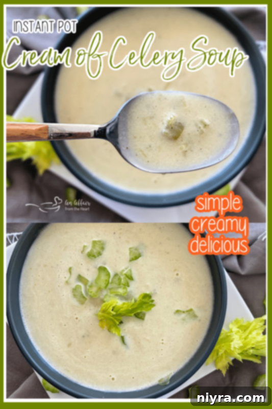 Pin this recipe for Instant Pot Cream of Celery Soup