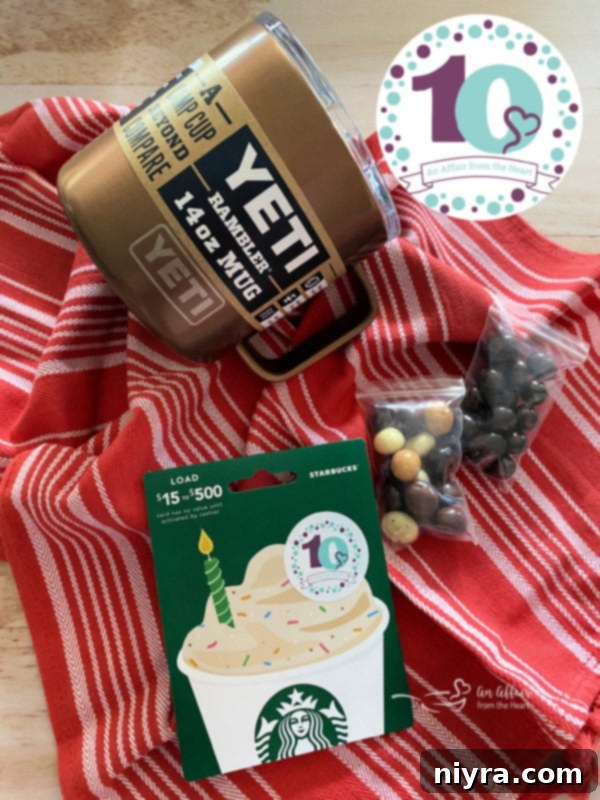 Coffee Lover giveaway: Starbucks gift card, Yeti cup, chocolate covered espresso beans