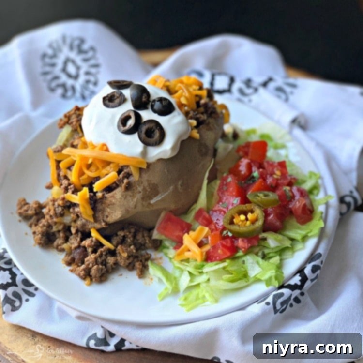 Taco Loaded Baked Potato, a hearty and flavorful dish.