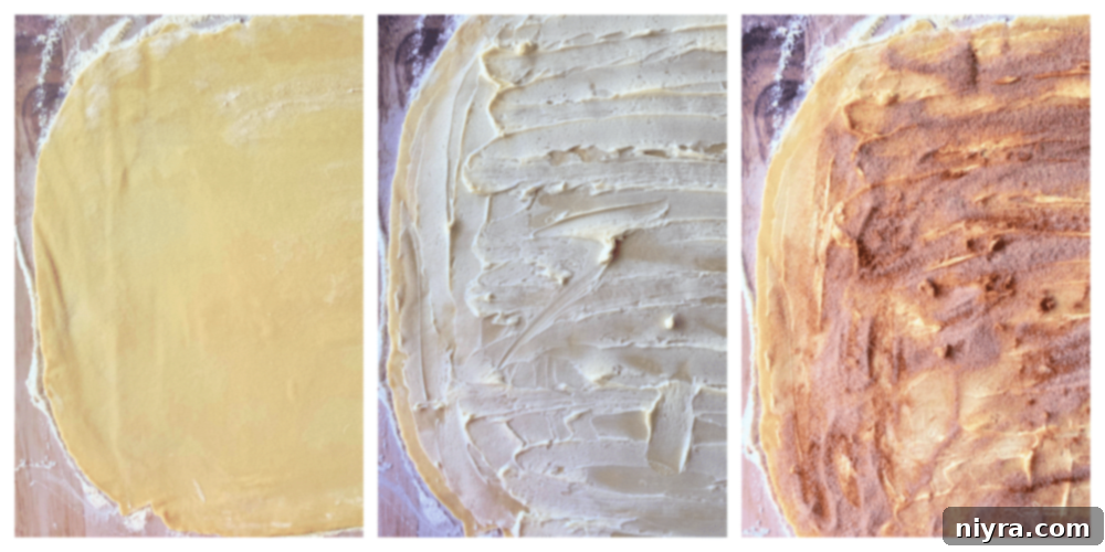 Bloomed Russian Delight 9 Step-by-step photo showing risen dough being rolled out into a rectangle.