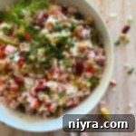 Overhead of Five Bean Ham & Rice Salad