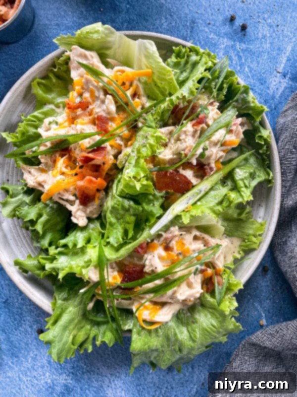 Instant Pot crack chicken on top of lettuce