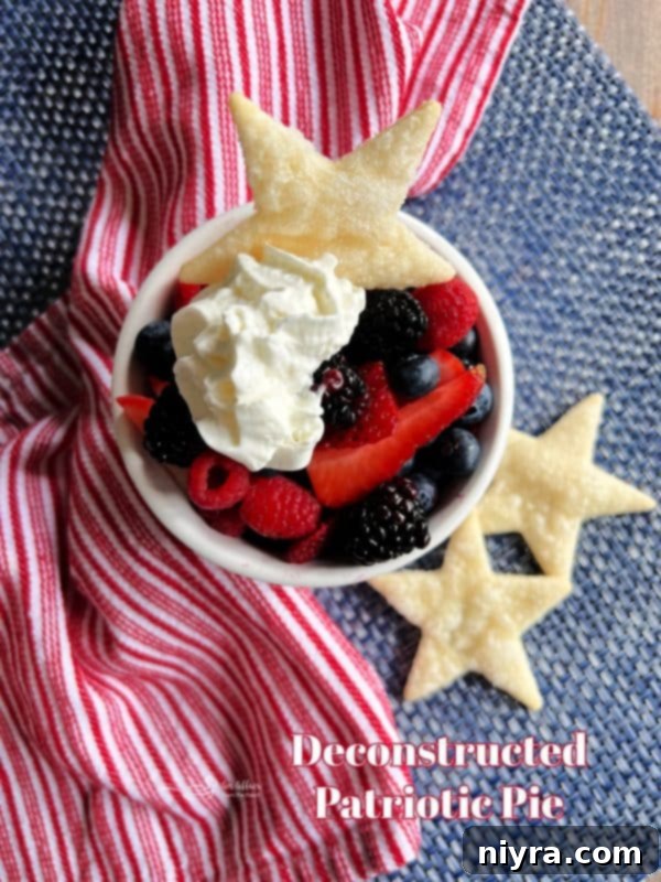 A beautifully arranged Deconstructed Patriotic Pie in a white bowl, ready to be served.