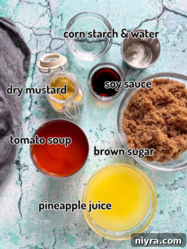 Top view of sauce ingredients