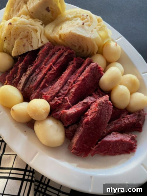 Slow Cooker Corned Beef and Cabbage close-up