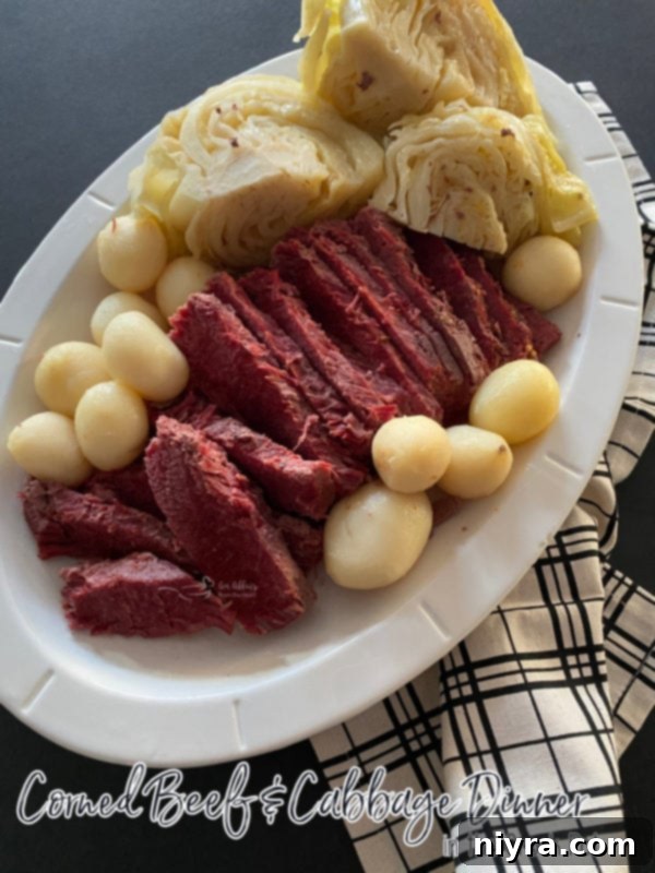 Serving of Corned Beef and Cabbage Dinner