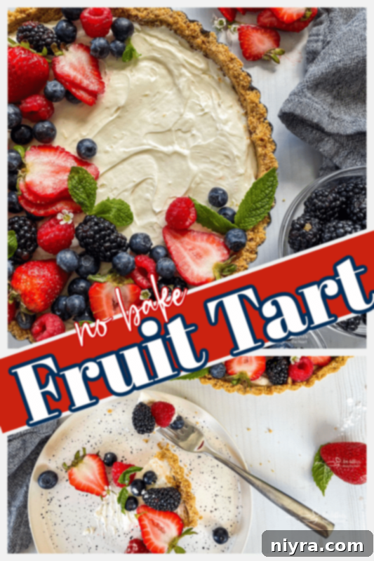 Effortless & Elegant No-Bake Fruit Tart 11 graphic for no bake fruit tart with berries