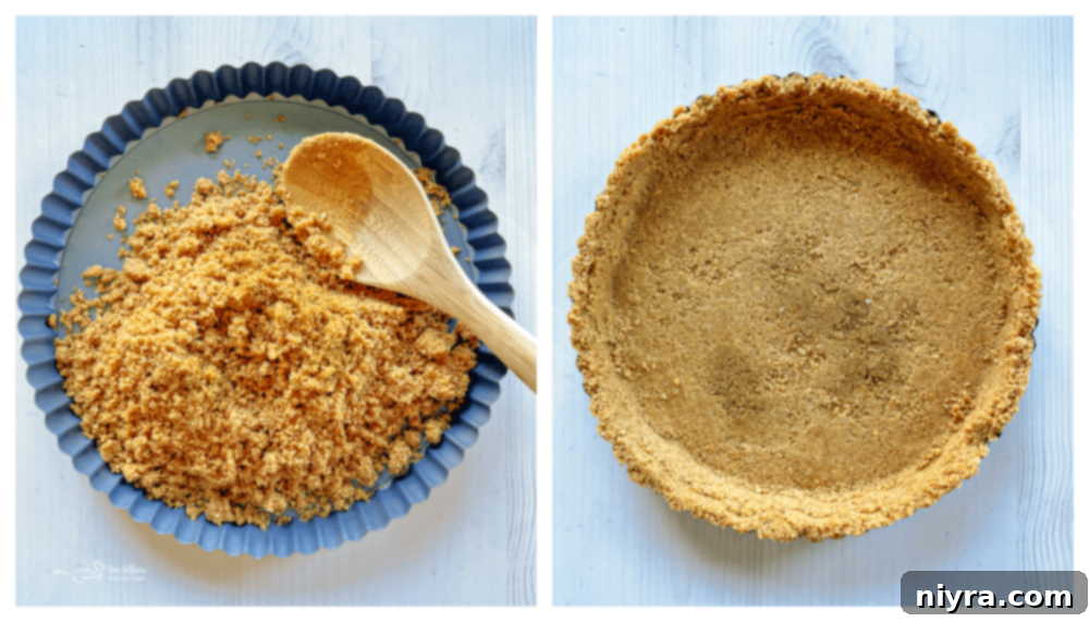 Effortless & Elegant No-Bake Fruit Tart 7 graham cracker crumbs formed into crust
