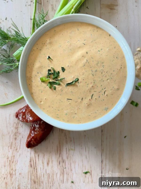 Southwest Steakhouse Salad 2 top view of chipotle ranch in white bowl