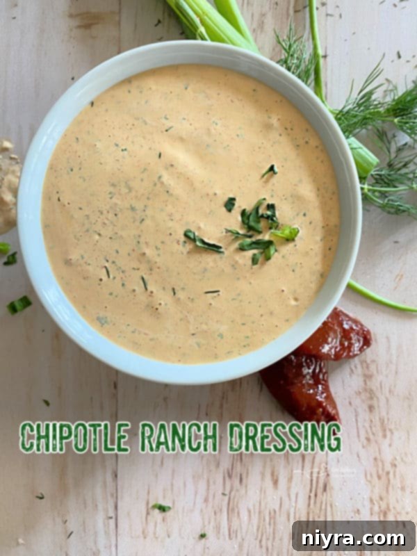 Southwest Steakhouse Salad 20 graphic for chipotle ranch dressing in white bowl