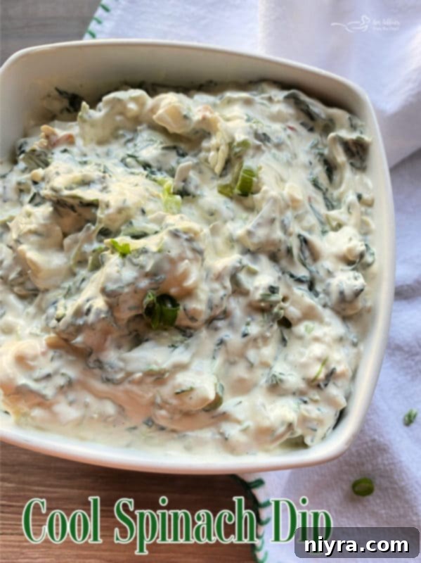 A beautifully presented bowl of Cool Spinach Dip