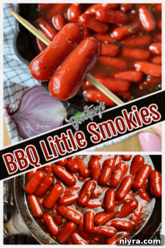 Pinterest graphic for Dorothy's BBQ Little Smokies