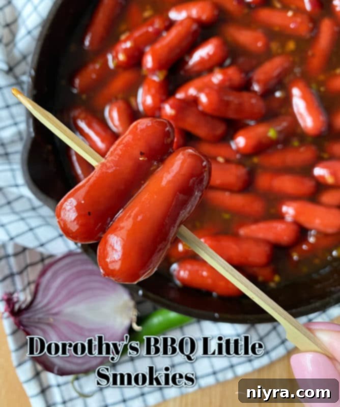 Plate of Dorothy's BBQ Little Smokies with a bowl of sauce