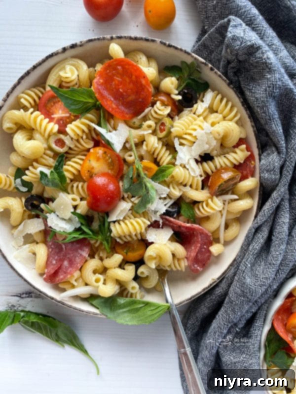 A bowl filled with colorful antipasto salad