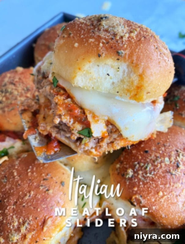 A delicious Italian Meatloaf Slider on a plate, ready to be enjoyed